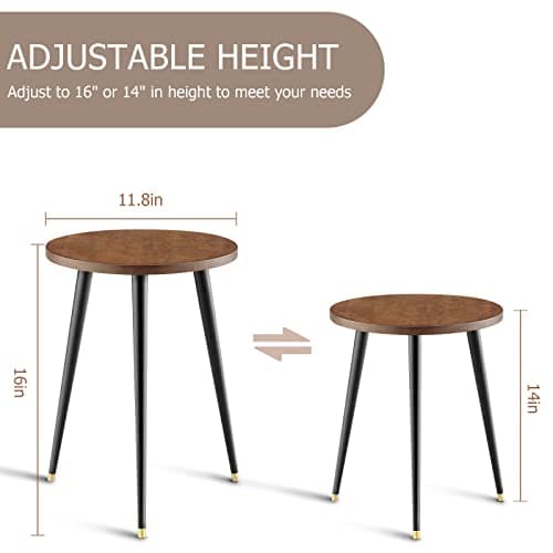 KINNARY Plant Stand Indoor, Mid Century Wood Plant Stand Plant Table for Flower Pots, Heavy Duty Metal Tall Plant Holder, Modern Home Decor Small Round Side End Table (11.8"x16") - Thumbnail 3