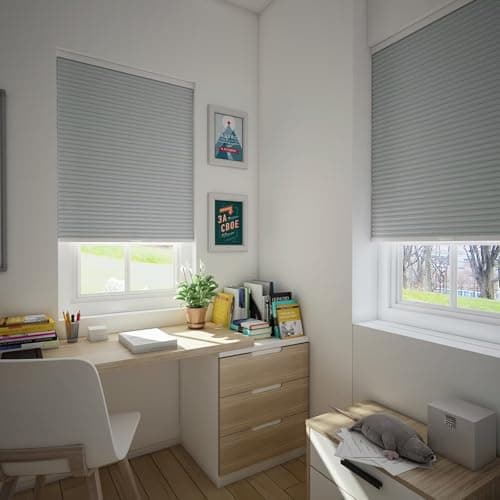 Changshade Cellular Shades Cordless Blackout Blinds for Bedroom Indoor Windows Room Darkening, Thermal Insulated 1.5 Inch Honeycomb Blinds Heat Light Blocking Black Out Retractable, 33" Wx72 H, Grey - Thumbnail 6