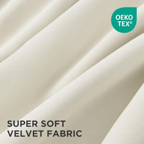 Joydeco White Velvet Curtains 84 Inches 2 Panels, Luxury Thermal Insulated Soft White Curtains for Bedroom & Living Room, Room Darkening Velvet Drapes, Rod Pocket (52W x 84L) - Thumbnail 2