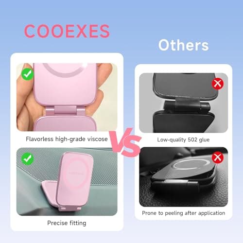 COOEXES Pink Foldable Magnetic Phone Mount, Hidefold Ultra-Thin Magnetic Phone Holder for Car with Dual Side Strong Magnets, Car Accessories for Women, Fit for All Phone, Dashboard, Laptop, Gym - Thumbnail 6