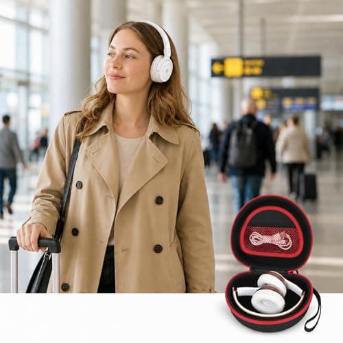 Headphone Case for Picun B8 P26/ for Beats Solo 4, Studio Pro, Solo3, Studio3 On-Ear Headphones More Foldable Bluetooth Wireless Headset (Extra Large) - Black - Thumbnail 5