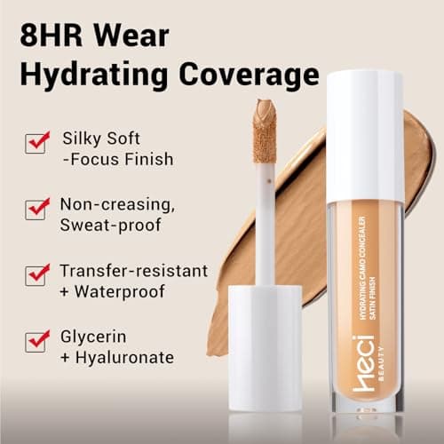 HECI BEAUTY Liquid Concealer Makeup, Oil-Control and Transfer-Resistant, Natural Matte Creamy Concealer Specifically for Oily Skin - Medium to Full Coverage Concealer for Face, 08 Deep, 0.22 Fl Oz - Thumbnail 3