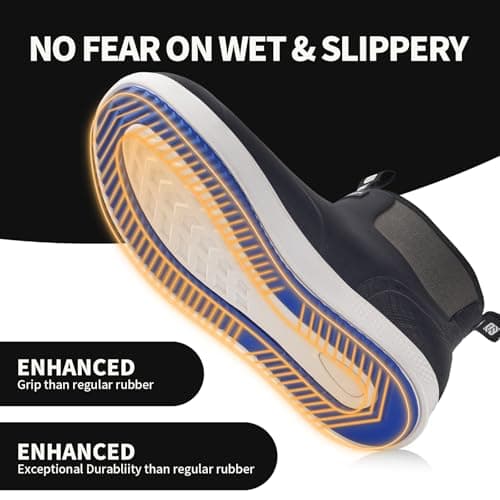 WOVENPAK Deck Boots for Men, Rain Boots Men, Waterproof Fishing Boot, Mens Deck Boots, Anti-slip Rubber Work Ankle Rain Boot Shoes for Outdoor Fishing, Boating, Size 11 - Thumbnail 5