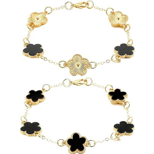 Alegend 14K Gold Plated Five-Leaf Bracelet - Lucky Charm Jewelry with Luxe Finish for Daily Wear