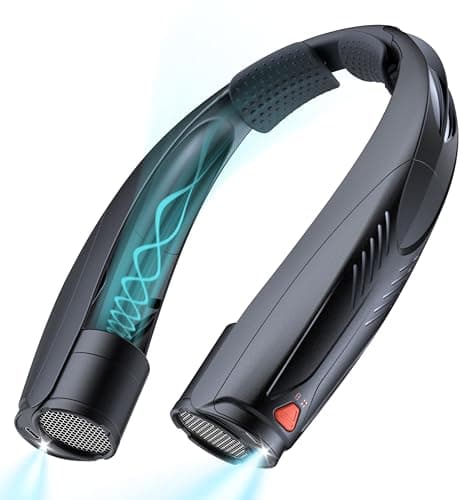 Funaudio Portable Neck Fan, 6000mAh Rechargeable Personal Fan with 6 Speeds, Up to 20 Hours Runtime, 360° Cooling Wearable Fan with LED Light, Hands-Free Fan for Travel Camping Outdoor - Image 1