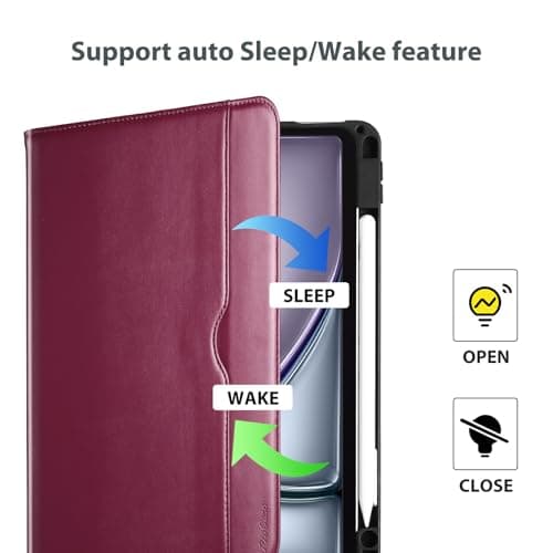 ProCase for iPad A16 11th Generation 11” 2025/iPad 10th Generation 10.9” 2022 with Pencil Holder, iPad 11/10 PU Leather Case Business Stand Cover Smart Folio with Hand Strap Front Pocket -Berrypurple - Thumbnail 6