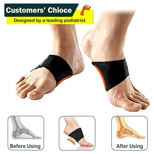 Arch Support Inserts for Pain Relief, Heel Brace for Plantar Fasciitis Relief 【Podiatrist Recommended】 Adjustable Compression Sleeves Arch Inserts, Orthotic Brace Inserts Support for Flat Feet, Fallen Arches (Black, M 8.5-12 / W 10-13) - Thumbnail 4