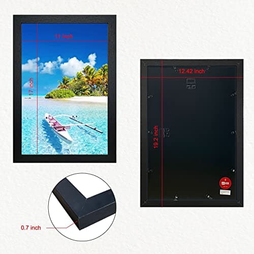 VCK Poster Frame 11x17 Set of 3, Wood Black Picture Frame, Wall Gallery Photo Frames, 3 Pack - Thumbnail 2