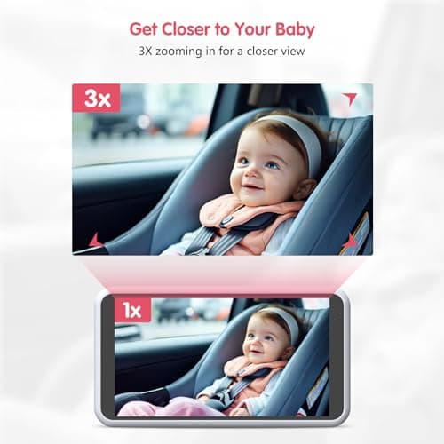 LUCKVIEW Baby Car Camera with IR Night Vision, Unique Headrest Mount Car Camera for Baby 3X Zoom for Backseat Monitor White (Wired) Essential Baby Safety Item - Thumbnail 4
