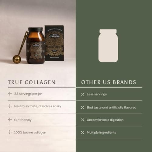 Ancient + Brave True Collagen Powder 7.05oz (Ap 33 Servings), EU Grass Fed Collagen Peptides, Highly Absorbable Protein Powder, Supplements for Women, Supplement for Hair, Skin and Nails - Thumbnail 3