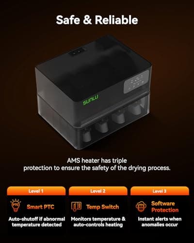 SUNLU AMS Heater, Compatible with Bambu lab AMS Gen 1 – Enables Simultaneous Printing & Drying, Easy Installation, Fast Heating to 70°C, 4-Spool Capacity Filament Dryer (Not Included AMS) - Thumbnail 6
