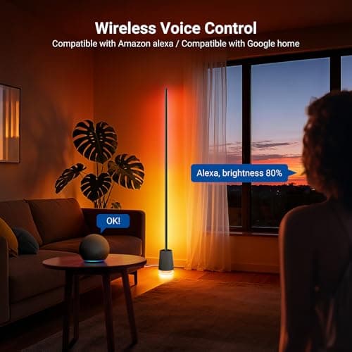 NEEWER NF06 Smart LED Floor Lamp, 1500lm RGBCW Standing Corner Light, Compatible with Google Assistant Alexa, APP/AI Design/Music Sync/16 Million Color Ambient Lighting, Living Room Bedroom Home Decor - Thumbnail 2