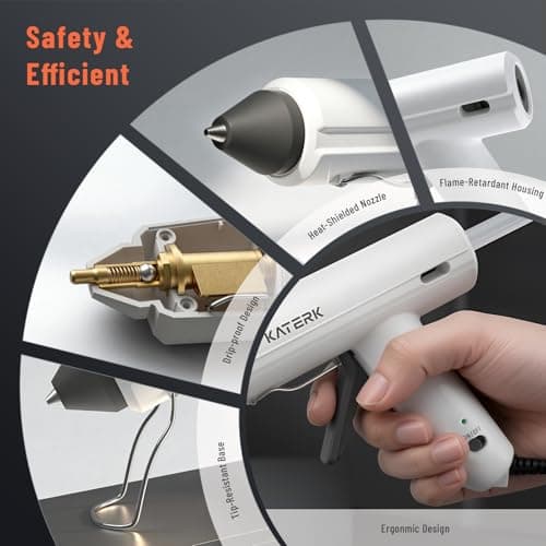 Katerk 60W Full Size Hot Glue Gun, Drip-Free 60s Fast Preheating with 15pcs Large Glue Sticks (7/16"), Heavy Duty Industrial Glue Gun Kit for Arts, Crafts DIY, Repair, Gift, Sealing, Decorating - Thumbnail 6