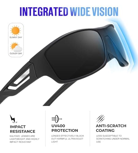 KALIYADI Sunglasses-Men Polarized Sports Sun-glasses: Mens Sun glasses Polarized UV400 Protection Running Cycling Outdoor - Thumbnail 3