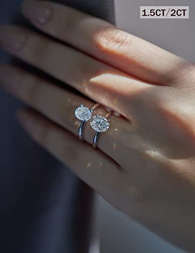 IMOLOVE Moissanite Oval Engagement Rings for Women 1.5CT Oval Ring Sterling Silver 18K White Gold Plated Solitaire Engagement Ring Promise Ring Wedding Ring for Her-100 - Thumbnail 5