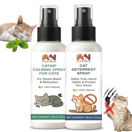 AutumnNest Cat Spray 2-Pack Furniture Saver Kit – 150ml Cat Deterrent Spray + Calming Catnip Spray – Anti-Scratch Training & Stress Relief Solution for Indoor Cats & Kittens - Image 1