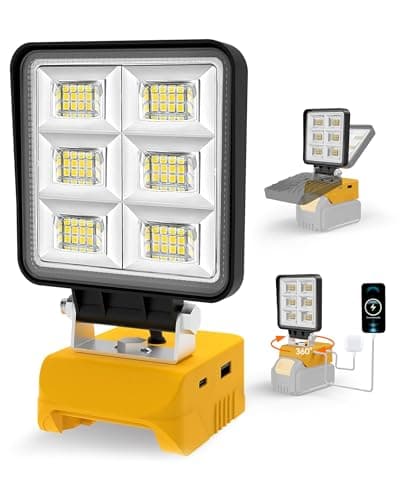 T-SUN LED Work Light, Portable Work Light Compatible with Dewalt 20V Battery, Cordless Flashlight Flood Lights 52W 5200LM with USB &Type C Charger Port for Workshop, Garage Repair (1 Pack) - Image 1