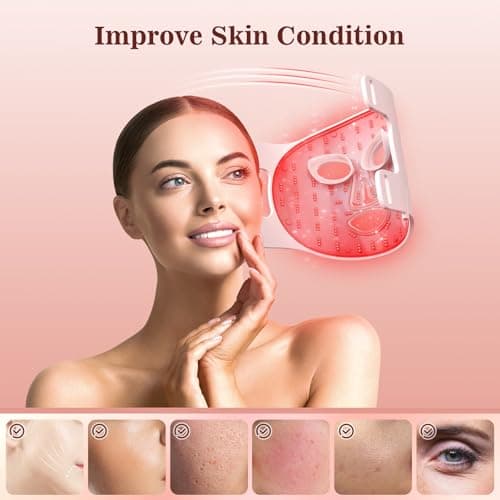 INTEO Red Light Therapy for Face, 3 Modes Portable Led Face Mask Light Therapy with Remote, Infrared Light Mask with Timing Function, Led Light Therapy At Home - Thumbnail 2