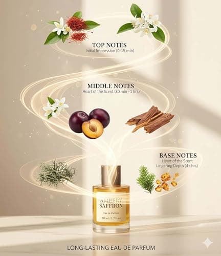 Larsweryar Ambery Saffron Eau de Parfum for Women - Long Lasting Perfume Spray with Saffron, Jasmine, Amber & Cedarwood - Inspired by B.accarat R.ouge 540, 1.7 Fl Oz - Thumbnail 2