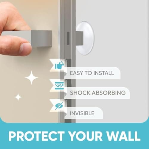 Strongest Home Wall & Door Handle Stopper 3.15" Set of 4 Pieces Clear Rubber Door Knob, Round Wall Shield Cushion, Quiet Wall Protector for Door Handle Guard Door Bumper - Self Adhesive - Thumbnail 3