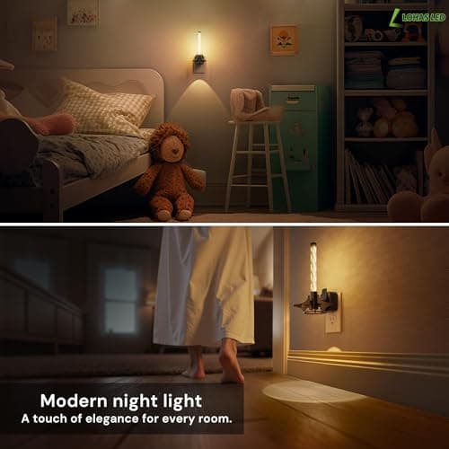 L LOHAS LED Night Lights Plug into Wall, Dusk to Dawn Sensor Nightlight, 0-100LM Brightness Adjustable, 3000K Soft White, Rocket Night Light with Black Rocket Base for Bedroom Bathroom Hallway Decor - Thumbnail 6