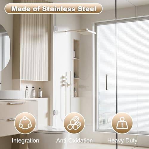 Alise Glass Shower Door Hinges, 90 Degree Hinges for Bathroom Doors,Heavy Duty Stainless Steel Cabinet Hinge Wall to Glass,Frameless Shower Doors Hardware Replacement Part,Brushed Nickel (1P) - Thumbnail 5