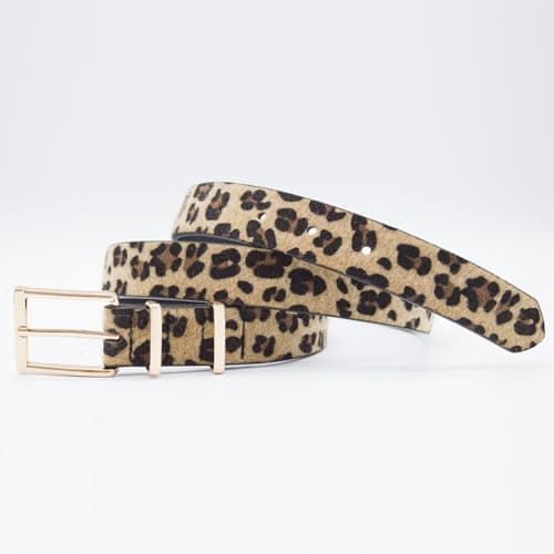 EONTISO Women's Leopard Belt, Cheetah Print Animal Pattern, Gold Buckle, Fashion Accessory for Jeans Dress, Brown S - Thumbnail 5