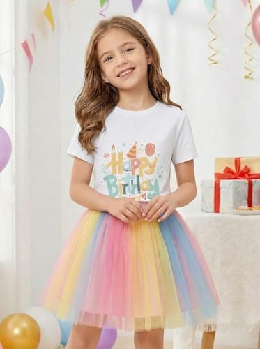 Birthday Girl Shirt for Girls Cute Graphic Tee Short Sleeve Casual Top for Kids Age 5-14 Birthday Party Outfit - Thumbnail 4
