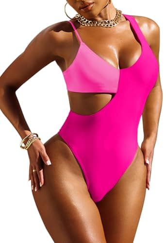 Pink Queen Sexy One Piece Bathing Suit Women Cheeky High Waisted Tummy Control Swimsuit Monokini Rose Pink S - Image 1