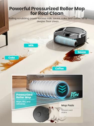Lefant Robot Vacuum and Mop, 20000Pa Strong Suction, Self-Cleaning Roller Mop with Auto Drying, LiDAR Navigation & Obstacle Avoidance, Tangle-Free Pet Hair, Slim, 800ml Dustbin, 5G WiFi, M210 Pro OMNI - Thumbnail 2