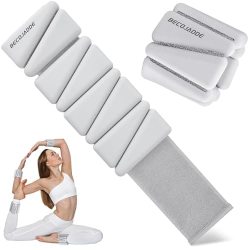 BECOJADDE Ankle Weights for Women Wrist Weights Set of 2 (2 lb Each) Adjustable Arm Leg Weight for Womens Men Suitable for Walking Swimming Running Pilates Yoga Gym, Grayish White - Image 1