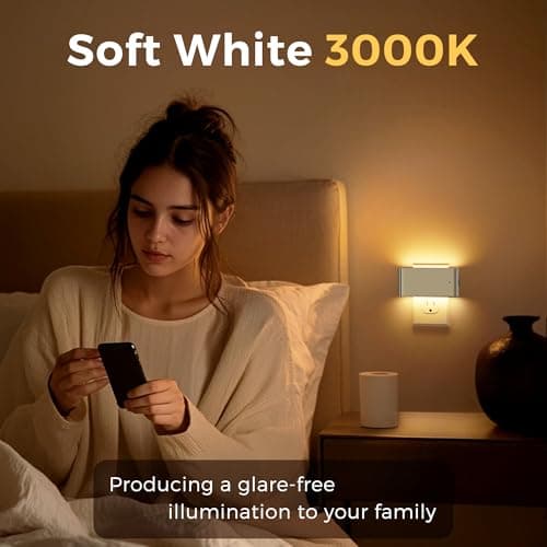 L LOHAS LED Night Light, 2 Pack Dimmable Modern LED Night Lights Plug into Wall,Dusk to Dawn Sensor Night Lights for Kid, 0-100LM 3000K Soft White Nightlight for Hallway Bedroom Stairway(Silver) - Thumbnail 4