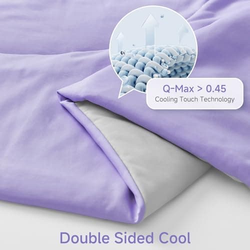 HOMFINE Cooling Comforter Queen Size, Purple Summer Cooling Blanket for Hot Sleepers and Night Sweats, Japanese Double-Sided Cold Tech Fabric Q-Max 0.45, Soft Breathable Silky Smooth Lightweight - Thumbnail 3