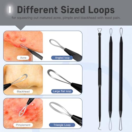 Professional Pimple Popper Tool Kit,10 PCS Blackhead Remover Tweezers,Extractor Acne Removal Kit for Easy Removal for Pimples,Comedone Extractor Tools for Removing Zit,Acne Removal Kit (Black) - Thumbnail 4