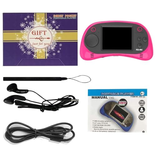 EASEGMER 16 Bit Kids Handheld Games Built-in 220 HD Video Games, 2.5 Inch Portable Game Player with Headphones - Best Travel Electronic Toys for Kids Age 3-10 Years Old Children (Pink) - Thumbnail 6