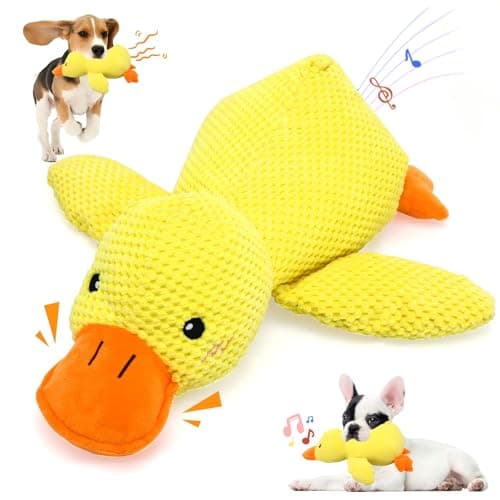 VOXGET Calming Duck Toy for Dogs, 2026 New Interactive Crinkle Toy with Quack Sound for Dogs Teeth, Soft Stuffed Plush Mellow Calming Duck Pillow for Puppy Keep Busy -Yellow, 9.8"x8.6"(S) - Image 1