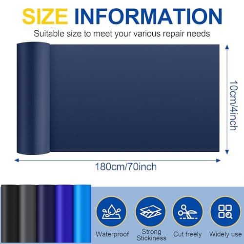 YIKAD Fabric Repair Tape, Self Adhesive Nylon Repair Patch, Waterproof Outdoor Nylon Tape/Patch Kit for Down Jacket Clothing Tent Awnings Boat Cover Couches Navy Blue 4x70 inch - Thumbnail 2