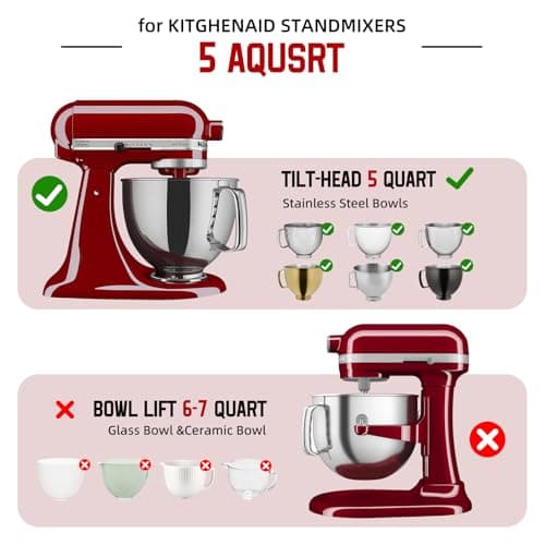 Silicone Bowl Liners for KitchenAid 5 Quart Tilt-Head Mixer,Set of 2 with Lids,Accessories include Mixer Slider Mat,Stand Mixer Dust-proof Cover,Silicone Spatula Set - Thumbnail 3