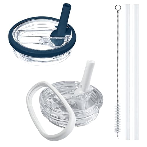 Aooiiysd 2 Pack Stanley Leak Proof Lid, Replacement Fit for 40 oz Stanley Quencher H2.0 (Only), Spill-Proof Design, High-End Anti-Fall And Heat-Resistant Material (White and Dark Blue Set) - Image 1