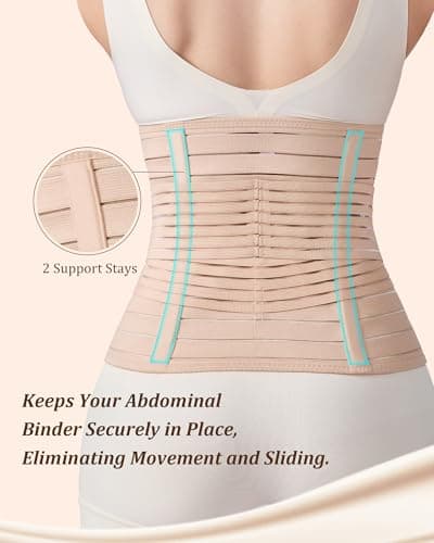 Evantha Postpartum Belly Band for Women: Adjustable Compression Wrap for Abdominal & Waist Support C-Section & Vaginal Birth Recovery Beige M - Thumbnail 4