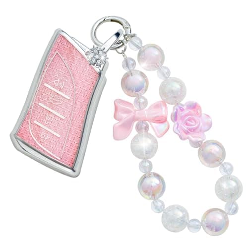 XUPEIXUN for Lexus Key Fob Cover with Keychain, Pink TPU Key Case Protection Shell Compatible with ES350 ES300h UX200 LS500 LS500H LC500 LC500h Bling Car Accessories