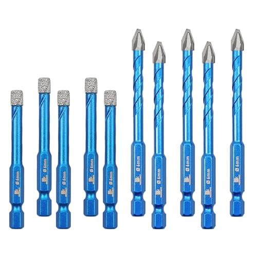 BRSCHNITT Diamond Drill Bit 1/4"*5 - Carbide Tipped Drill bit 1/4"*5 Masonry Drill Bit for Porcelain Ceramic Tiles Glass Plastic Granite - Image 1