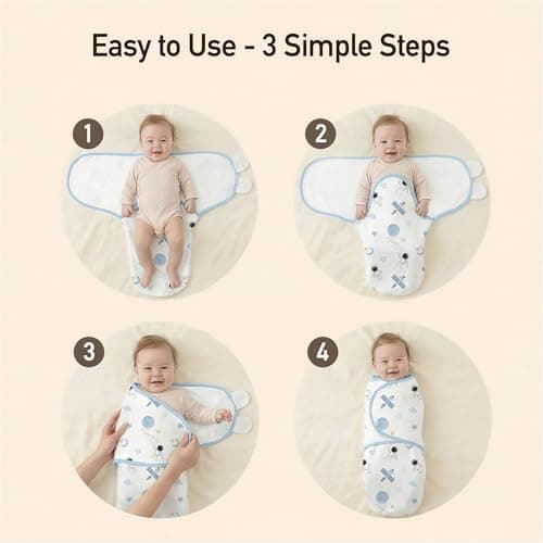 GLLQUEN BABY 3-Pack Baby Swaddle Sack for Newborns 0-3 Months, Adjustable Swaddle Wrap to Prevent Startle Reflex, Soft Breathable Sleep Sack for Boys & Girls, Space & Moon Pattern, Baby Essentials - Thumbnail 6
