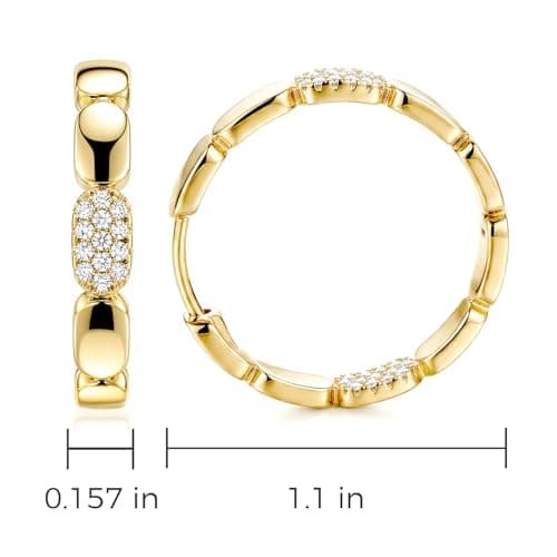 TOPROO 925 Sterling Silver Large Hoop Earrings for Women, White Gold Plated Dainty Hoop Earrings with Cubic Zirconia, 28MM Hypoallergenic Minimalist Everyday Wear Jewelry Gift for Women (14K GOLD-28MM) - Thumbnail 2