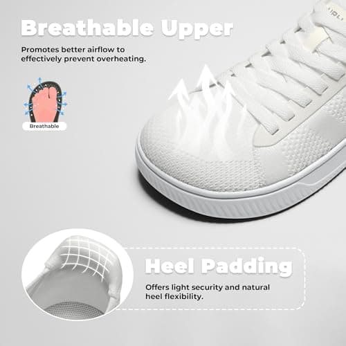 AIRHAS Womens Wide Toe Box Barefoot Shoes Zero Drop Fashion Sneakers for Women Walking Casual Minimalist Shoes(White,7.5) - Thumbnail 5