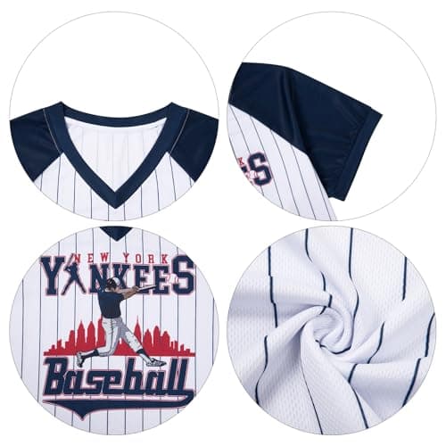 Baseball Graphic Shirts for Women Baseball Fan T-Shirts Baseballs Team Tee Game Day Outfits Casual Tops Dark Blue - Thumbnail 5