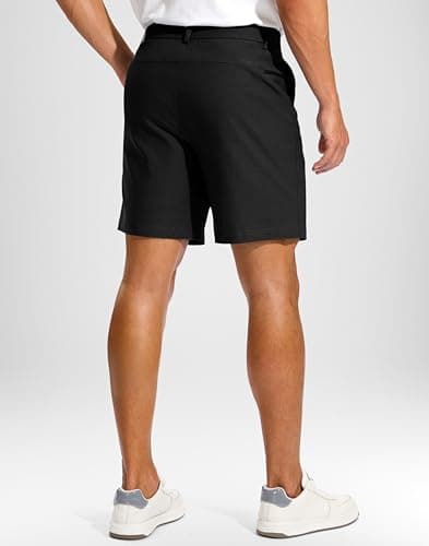 Pudolla Men's Golf Dress Shorts 7"/9" Stretch Casual Work Hybrid Shorts for Men with 3 Pockets Quick Dry Breathable(Black 40W x 7L) - Thumbnail 4