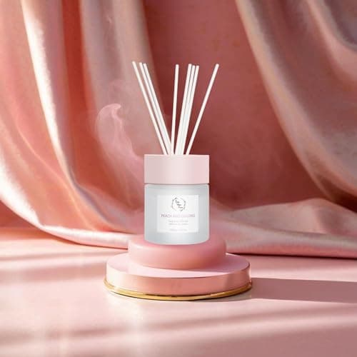Reed Diffuser Set, Pretty Valley Home Diffuser 100Ml / 3.38fl OZ Gift Box - Includes Reed Diffuser Sticks, Fragrance Oil, and Glass Bottle for Bathroom Office Living Room Decor (White Peach & Oolong) - Thumbnail 3
