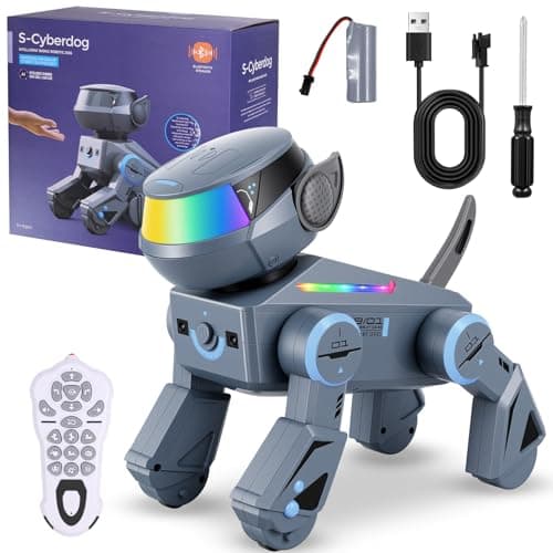 Blorkbuy Smart Robot Dog Toy for Kids - Interactive Puppy, Rechargeable, Gift for Boys Girls Ages 6-12 (Grey)