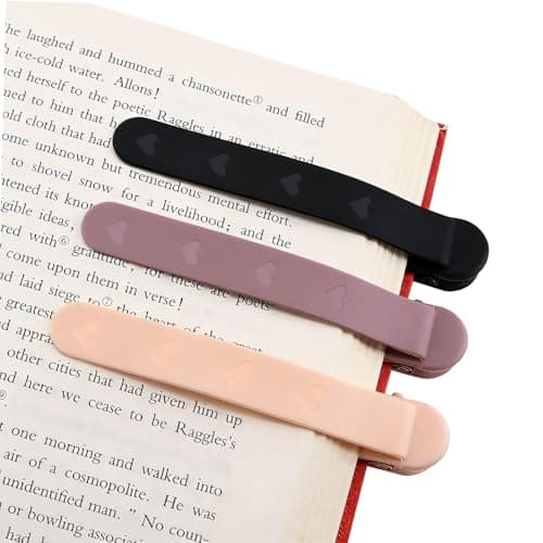 SMUK 3 Pieces Silicone Heart Bookmarks for Reading Women, Smart Automatic Book Marks for Book Lovers Girls Men, Cute Page Markers Bookmarkers Reading Gifts - Image 1